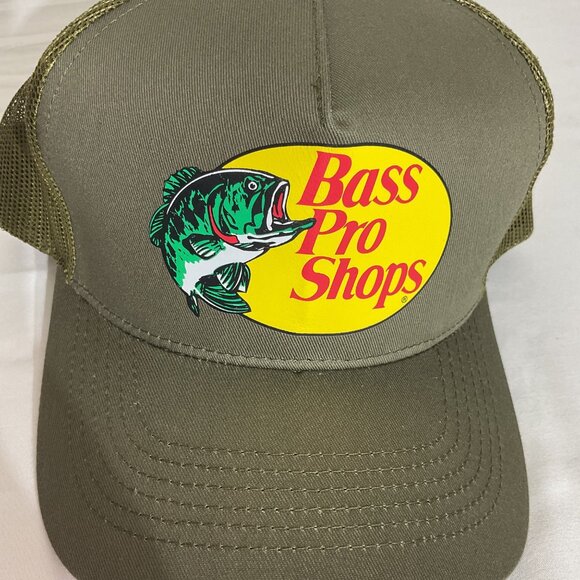 Bass Pro Shops Olive Trucker Hat Mesh Back Adjustable Snapback Cap - Picture 2 of 5
